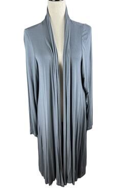 LOGO Layers Gray Jersey Flowy Duster Cardigan Lightweight Plus Size 1X EUC